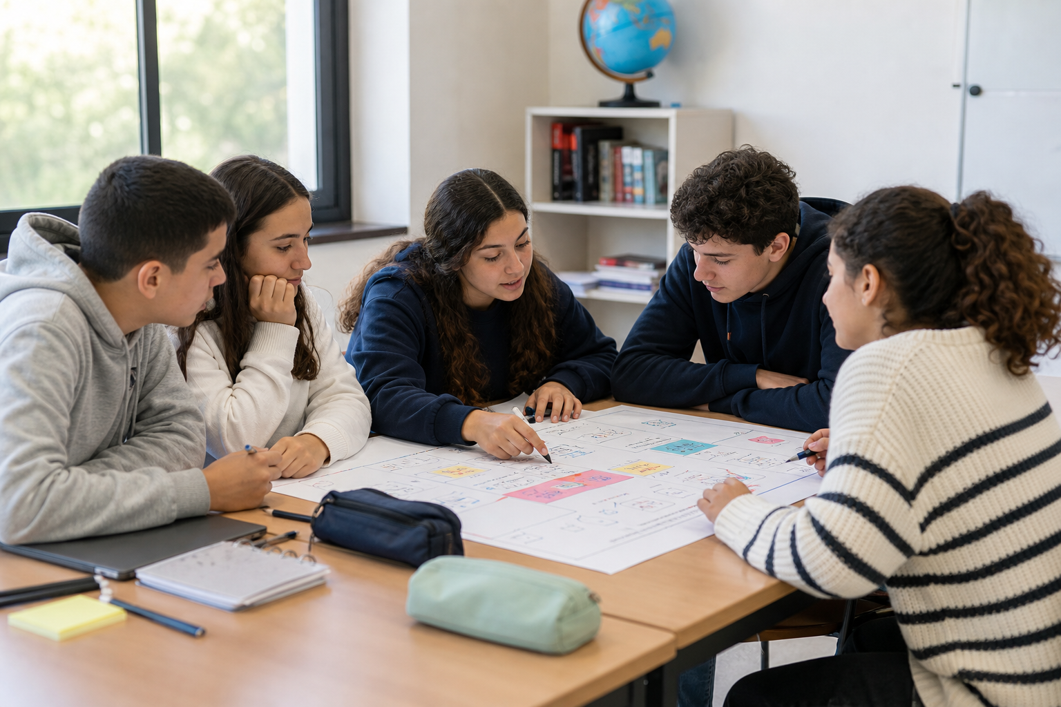 Students developing a group project plan together