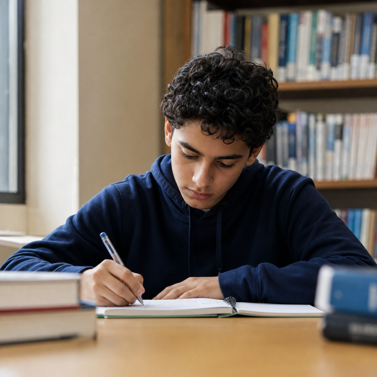Student studying in the library
